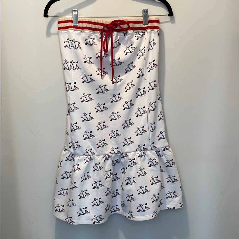 Juicy Couture mini tube dress with ruffles, anchor print  in size small